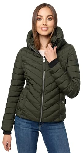 MARIKOO Damen Stepp Jacke gesteppte warme Übergangsjacke Kapuze B957