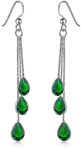 Materia Damen Ohrhänger Silber 925 grün Zirkonia SO-277-Grün