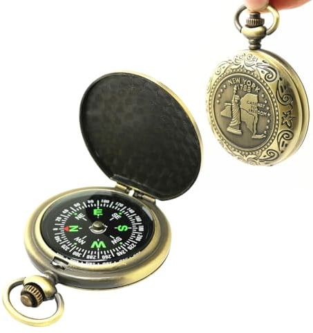 JTKREW Bussola retrò in Lega di Zinco - Bussola da Marcia Classica e Portatile con Display Fluorescente per Escursioni, Campeggio, Equitazione - Attrezzo di Sopravvivenza e Strumento - Idea Regalo