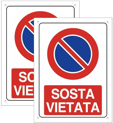 Cartello Area SOSTA VIETATA 2 Pezzi - 20x30cm - PVC Ultra Resistente - Fori preforati - Impermeabili, Resistenti al Sole, non Facilmente Deformabili (Segnaletico-A)