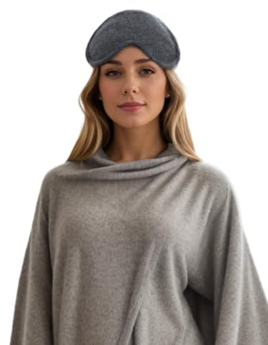 Prettystern 100% Kaschmir 2-lagig Augen Schlafmaske Nachtmaske Weich Hautfreundlich Augen-Maske Damen Herren Unisex - Grau