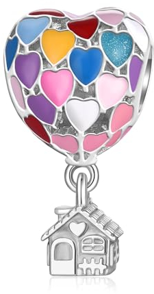 LANBEIDE Ballon Haus Charms für Pandora Charms, 925er Sterlingsilber Beads, mehrfarbige Reise Beads für Pandora Armband, Geschenke für Frauen