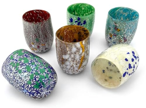 Casa Padrino set di 6 bicchieri da acqua di lusso in vetro cristallo di Murano colorato Ø 8 x A. 10,5 cm - Fatto in Italia