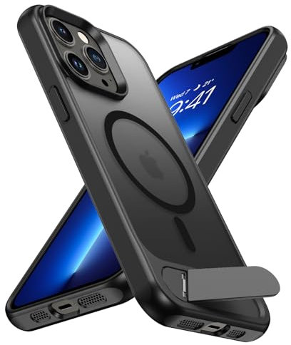 BENTOBEN for iPhone 13 Pro Max Magnetic Case with Stand [Compatible with MagSafe] Invisible Stand Translucent Matte Anti-yellow Slim Soft TPU Protective Shockproof Cover for iPhone 13 Pro Max,Black