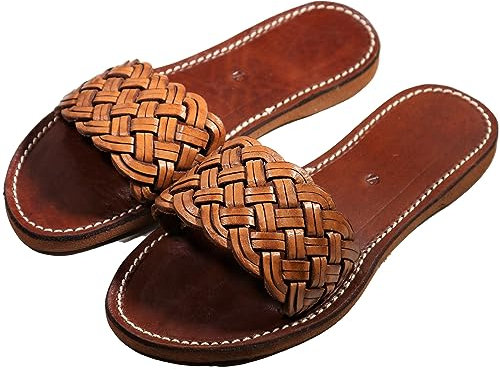 Marokkanische Damen-Sandalen für den Sommer, aus geflochtenem Leder, handgefertigt, Braun – Agadir, mehrfarbig, 37 EU