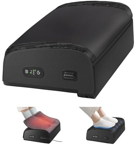 COMFIER Fußstütze Schreibtisch,2 einstellbare Temperaturen (max. 60°C), Ergonomische Fußablage Schreibtisch, 2 einstellbare Höhen, für Büro/Haushalt