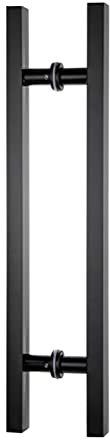 Manijas modernas de puerta de oficina comercial, elegante tirador de puerta para puertas de granero o puertas de vidrio, diseño rectangular con acabado negro mate, herrajes para puerta delantera para