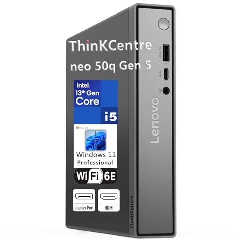 Lenovo ThinKCentre neo 50q Gen 4 Tiny Mini ordinateur de bureau professionnel de 1 L, Intel 8 cœurs i5-13420H (Beat i7-1355U), 32 Go de RAM DDR4, SSD PCIe de 2 To, 2 DisplayPorts, WiFi 6, Win 11 Pro