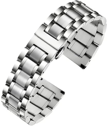 TStrap Metall Uhrenarmband Edelstahl - Schwarz Armband für Uhr Herren und Damen Schnellverschluss - Ersatzarmband für Smartwatch aus Massivem Stahl Poliert - 12mm ... 20mm 22mm 24mm