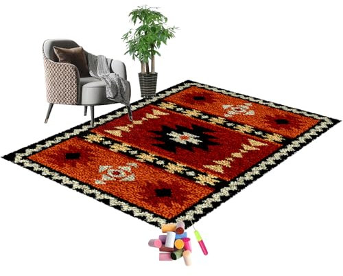 SZKBEUO KnüpfsetsSelbst Knüpfen Set für Erwachsene Latch Hook Kit, Knüpfteppich Zum Selber knüpfen, Kreuzstich-Set, Teppichherstellung, Kissen, Handarbeit für Anfänger, Heimdekoration 69x102CM