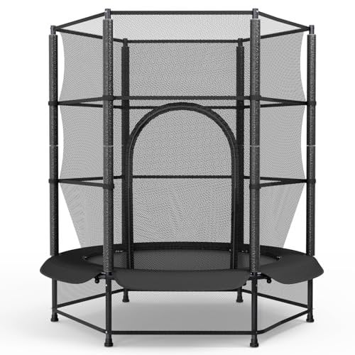 Trampolin für Kinder,Trampolin Outdoor Ø140cm,Trampoli n Indoor Kinder mit Sicherheitsnetz,Gartentrampolin für Training & Unterhaltung,bis 50 kg,Spielzeug Geschenk (Schwarz)