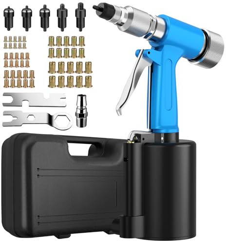 AUTOUTLET Druckluft Nietmutternzange Set, Nietmaschine Blindnietpistole Nietmutter Pistole Pneumatische Nietpistole Druckluftnietmutternpistole mit M4 M5 M6 M8, M10 Dorne &100PCS Nietmuttern