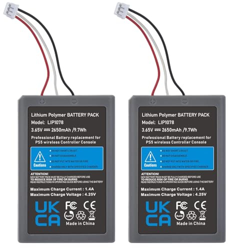 2 x Akku, kompatibel mit Controller PS5 Dualsense – Gamepad Joystick 2650 mAh