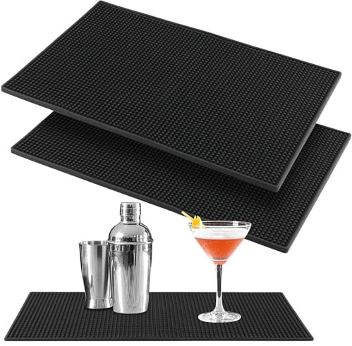 MAKTSAM 3 tappetini da bar in gomma nera, 45 x 30 cm, 45 x 30 cm, tappetini per bar, cocktail, baristi