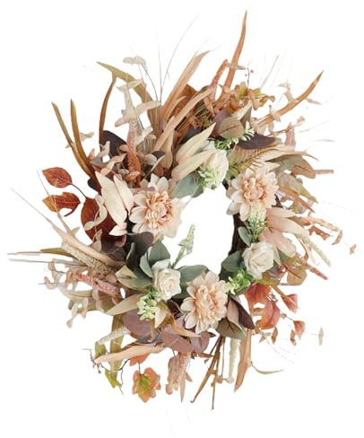 Künstlicher Kranz, cremefarbener Blumenkranz, schöner Kranz mit zarten Blumen, einzigartige Girlanden für Einweihungsfeiern