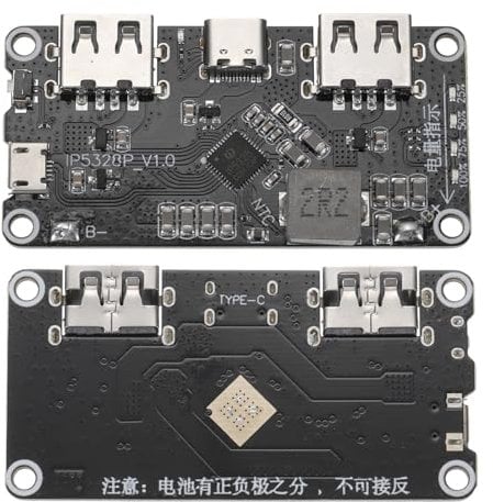 sourcing map IP5328P Bi-Directional Fast Charging Module, 3.7V to 5V-12V 18W 5A Step Up Power Bank Board Quick Charge Type-C for USB-C for 18650 Power Bank Battery Fast Charger