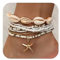 Kinretixia 7 pièces Ensemble de bracelets de cheville coquillage pour femmes, bracelet de cheville réglable avec perles bohèmes, plage hawaïenne, coquillage, cœur, étoile de mer, coquillage, bijou