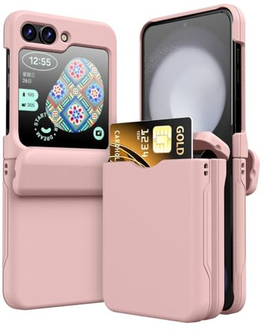 YLTPHD Custodia per carte di credito con portafoglio colorato per Samsung Galaxy Z Flip 3 4 5 6, sottile, opaca, con cerniera in PC, protezione, rosa, per Samsung Z Flip 4