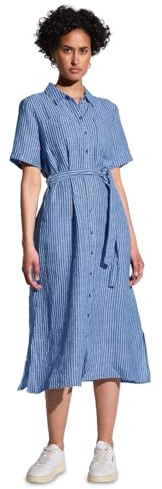 Street One Damen Gestreiftes Leinenkleid