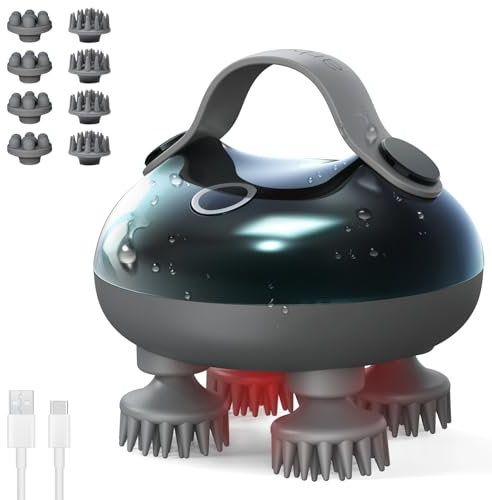 arboleaf Head Massager Scalp Electric, Scalp Massager Hair Growth Waterproof, Portable Handheld Massagers with Silicone Heads for Body Relaxation, Gifts for Women Men