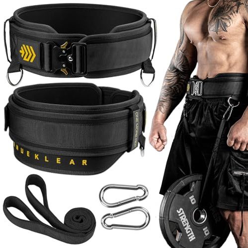 MANUEKLEAR 2 in 1 Dip Gürtel und Gewichtsgürtel mit 93 cm Langem Seil | Zweilagig Gewichtsgürtel für Zusatzgewicht , Gym Dip Belt Herren und Damen für Krafttraining Bodybuilding und Klimmzüge