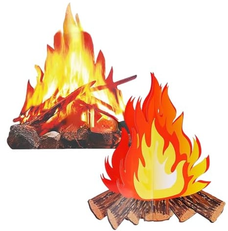 Künstliche Feuer Gefälschte Flamme Papier, 3D Dekorative Pappe Lagerfeuer Herzstück, Kunstfeuer Künstliche Flamme Camping Dekoration, Künstliche Flammen,für Lagerfeuer Partydekorationen (2 Set)