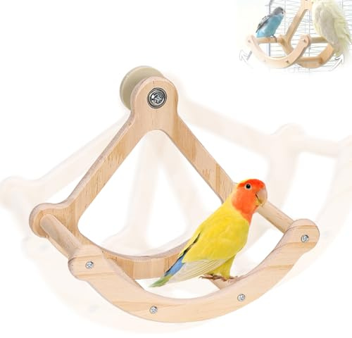 Holz Vogelspielzeug Rotierende Schaukel, Langeweile lindern Vogel Spielzeug Interaktives Sitzbrett für Wellensittiche Nymphensittiche & kleine Papageien