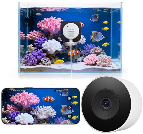 litokam 2K 3MP Aquarium & Terrarium Pet Camera, 2.4Ghz & 5Ghz WiFi Window Bird Feeder with Camera, Anti-Glare & Anti-Reflection, Easy & Quick Install, AI-Powered Detection, 24/7 Recording