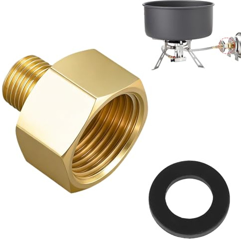1 Stück LPG Gas Adapter 1/2 Rechtes Innengewinde(18,7mm) auf 1/4 Linkes Außengewinde - Hochwertiger Messing Gasschlauch Verbinder für Gaskocher, Hockerkocher & Campingkocher