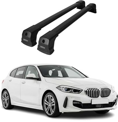 OMAC Dachträger für BMW 1er F40 2019-2024 Aluminium 2 Stangen Schwarz | Abschließbar, Querträger, Grundträger