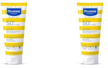 Mustela - Lait Solaire SPF 50 + - Très Haute Protection Solaire - Pour Toute la Famille Dès la Naissance - Soin À l'Avocat Bio Sans Parfum - Résiste à l'Eau - Gamme Soin Bébé et Peaux Sensibles