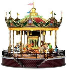 LEMAX SUNSHINE CAROUSEL (14325 UK) - Animated Moving Carousel + Sound - Unit revolves & animals rise and fall - UK Mains Power Adapter Included
