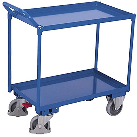 Tischwagen mit 2 Ladeflächen RAL5010 Enzianblau Bürowagen Aktenwagen Etagenwagen