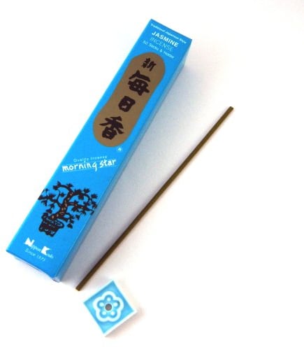 Nippon Kodo Morning Star Japanische Räucherstäbchen mit Jasminduft, 50 Stäbchen, inklusive Halter