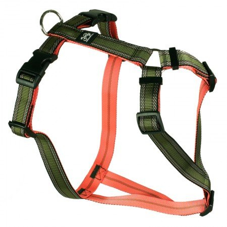 Feltmann Brustgeschirr Soft Nylonband, Khaki mit Muster, 55-75cm, 20mm