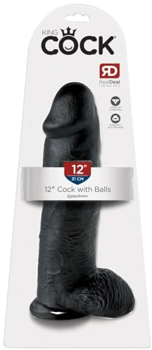 King Cock 12 Cock with Balls, Black, 30 cm