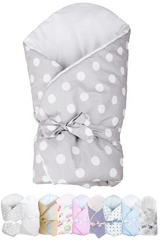 Vizaro - BABYHÖRNCHEN - Einschlagdecke - Wickeltuch - Decke - Pucksack - sehr weich - 100% REINE BAUMWOLE - Made in EU - ÖkoTex - SICHERES PRODUKT - K. Weiße Tupfen