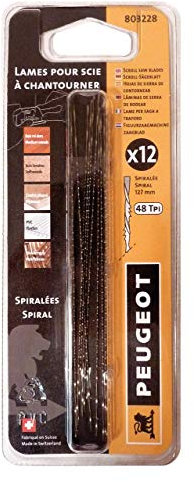 Peugeot 803228 Jeu de 12 Lames rondes scies à chantourner pour sciage rapide long 127 mm ø 0,88 mm n° 3