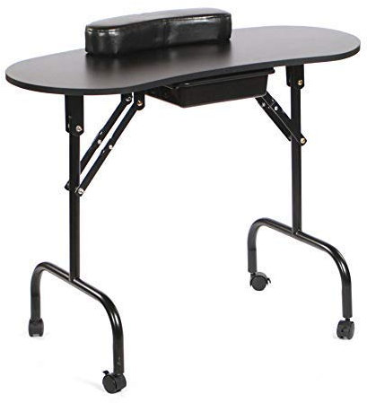 Urbanity Portable Foldable Manicure Nail Technician Beauty Salon Table Desk Workstation Black