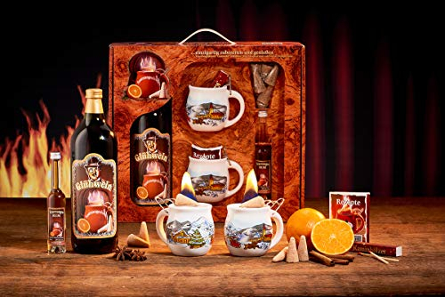 Feuerzangentasse Geschenkset, Wurzelholz, Weiß/Weihnachten - für Feuerzangenbowle