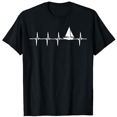 Segeln Herzschlag Heartbeat EKG T-Shirt - Segler Geschenk T-Shirt