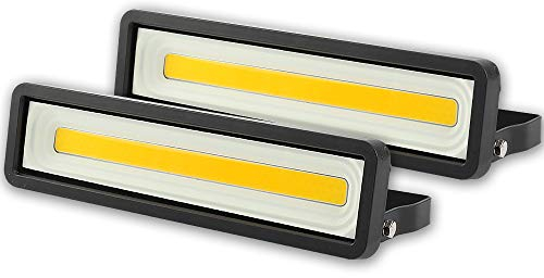 Yexati Lot de 2 Projecteur LED Exterieur 50W 4000LM,Spot LED Extérieur 220V Puissant IP66 Etanche,Eclairage de Sécurité 3000K Blanc Chaud pour Terrasse, Jardin, Cour, Parc, Garage