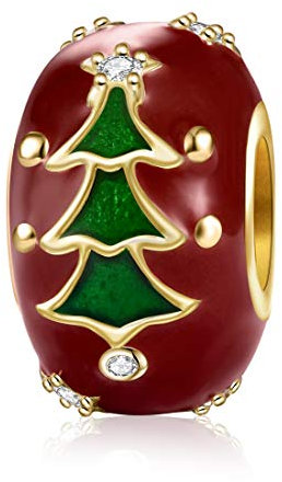 Weihnachten Baum Charm für Pandora Charms Rot Emailliert
