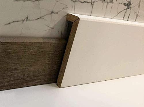Surplinthe bois - Plinthe à recouvrement prépeinte blanche- MadeInNature – fabrication FRANCAISE – Hauteur 10 cm ou 13cm et longueur aux choix (10 cm, 10 ML)