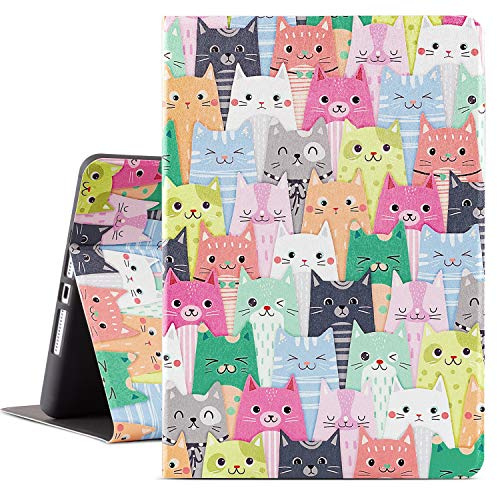 Lokigo iPad 10.2 Inch Case for iPad 9th & 8th Generation, Protective Tablet Case for Women, Auto Wake/Sleep, Cats