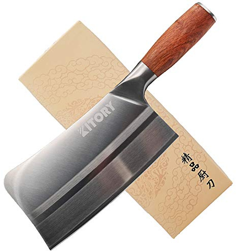Kitory Meat Cleaver, Heavy Duty Chinese Chef Knife, German Steel Multi-Purpose Kitchen Knife with Comfortable Pearwood Handle, 2023 Gift Box Included, 7 inch Bone Chopping Knife,