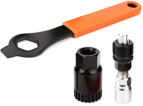 3-in-1 Kurbelabzieher Fahrrad, Fahrrad Crank Extractor & Abzieher Tretlager Entferner mit 16mm Schraubenschlüssel, Kohlenstoffstahl Fahrrad Kurbel Tretlager Werkzeug Innenlager Fahrrad Reparatur Set