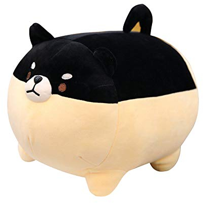 Uposao Corgi Plüschtier Hund Plüsch Kissen, Gefüllt Shiba Inu 3D Tier Dekokissen Hundepuppen weiche süße Shiba Inu Akita Kuscheltiere Spielzeug Geschenke für Baby Kinder,Schwarz,40CM