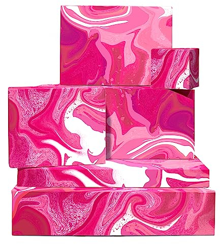Central 23 - Geschenkpapier aus rosa Marmor - 6 Geschenkverpackungen zum Geburtstag - Für Frauen, Mädchen, Teenager - Hergestellt in Großbritannien - recycelbar