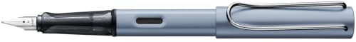 LAMY AL-star Füllhalter 038 – Füller aus Aluminium in der Farbe Azure mit transparentem Griffstück und Stahlfeder – Federstärke M